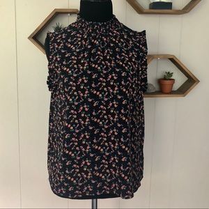Black Sleeveless flowy Floral blouse